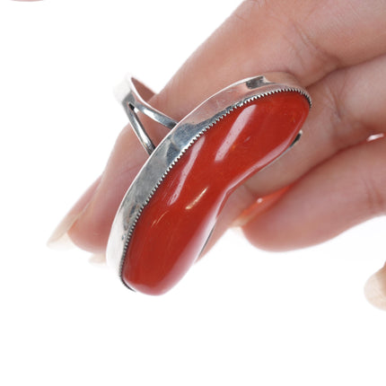 sz7.75 Larry Pinto Navajo Sterling Mediterranean coral ring