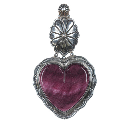 Elgin Tom Navajo silver Purple spiny oyster heart pendant