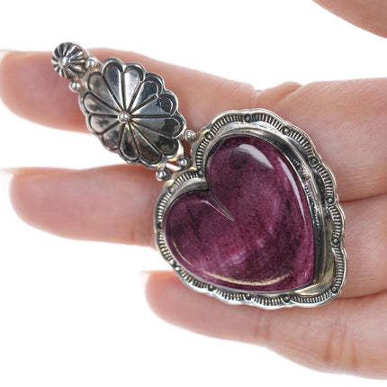 Elgin Tom Navajo silver Purple spiny oyster heart pendant