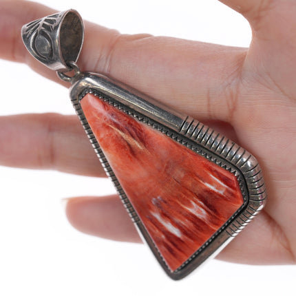 Mary Marie Yazzie Lincoln Navajo sterlin with spiny oyster pendant