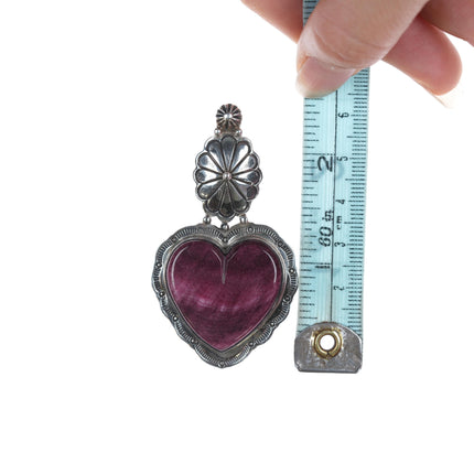 Elgin Tom Navajo silver Purple spiny oyster heart pendant