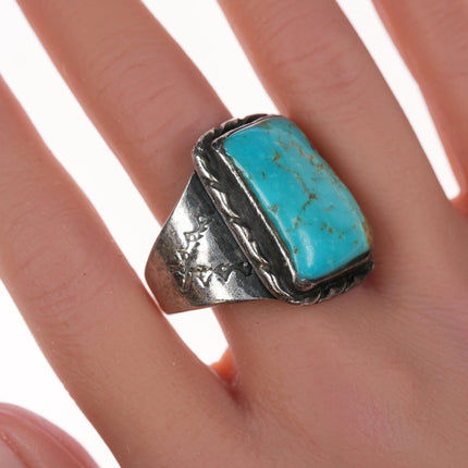 sz12 40's-50's Native American silver and turquoise ring