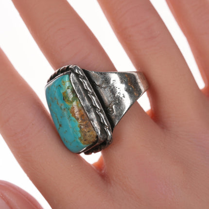 sz12 40's-50's Native American silver and turquoise ring