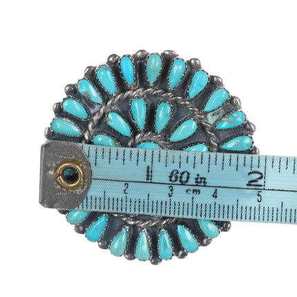 Vintage HY Native American natural turquoise cluster pin silver