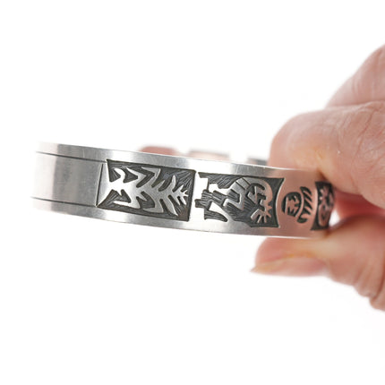 7" Southwestern Hopi Overlay Style Sterling cuff bracelet