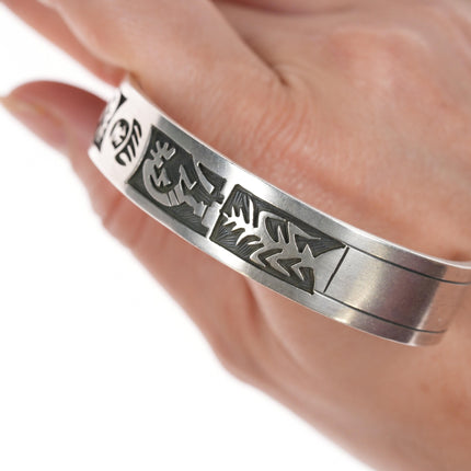 7" Southwestern Hopi Overlay Style Sterling cuff bracelet