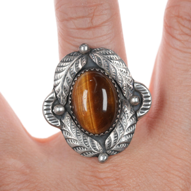 sz6.5 Vintage Native American sterling cat's eye ring