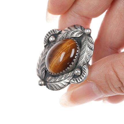 sz6.5 Vintage Native American sterling cat's eye ring