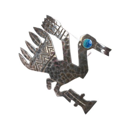 Vintage Peruvian Hammered Sterling Dodo Bird pin with enamel eye