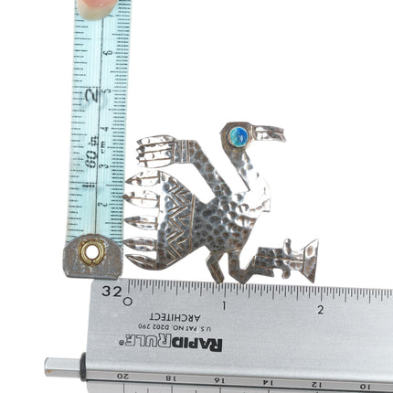 Vintage Peruvian Hammered Sterling Dodo Bird pin with enamel eye