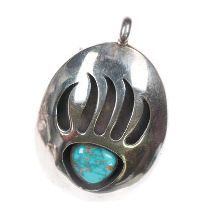 Large 60's-70's High grade turquoise sterling Navajo Shadowbox claw pendant