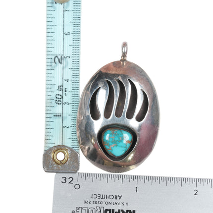 Large 60's-70's High grade turquoise sterling Navajo Shadowbox claw pendant