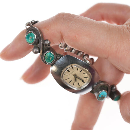 6"+ Native American silver and turquoise watch tips