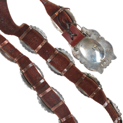 36" Native American Sterling Coral cluster concho belt