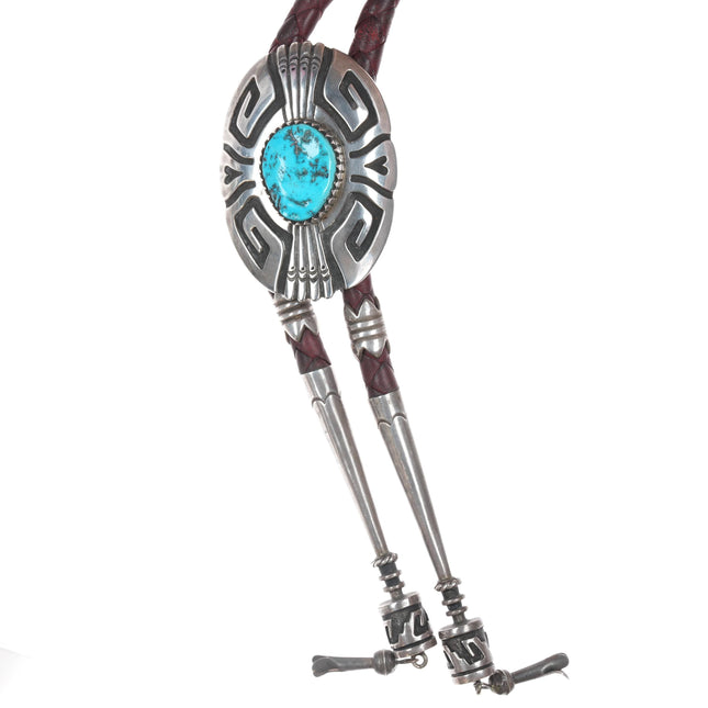 TOMMY SINGER Navajo (1940 – 2014) Large sterling bolo tie with turquoise