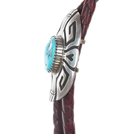 TOMMY SINGER Navajo (1940 – 2014) Large sterling bolo tie with turquoise