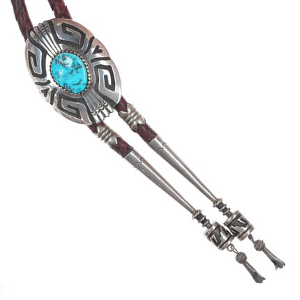 TOMMY SINGER Navajo (1940 – 2014) Large sterling bolo tie with turquoise