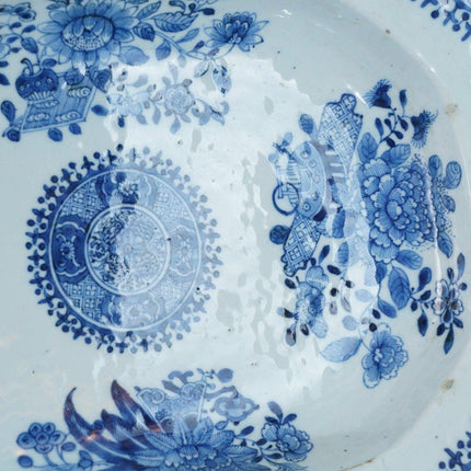 c1820 Antique Chinese Blue underglaze decorated Fitzhugh porcelain large oval se