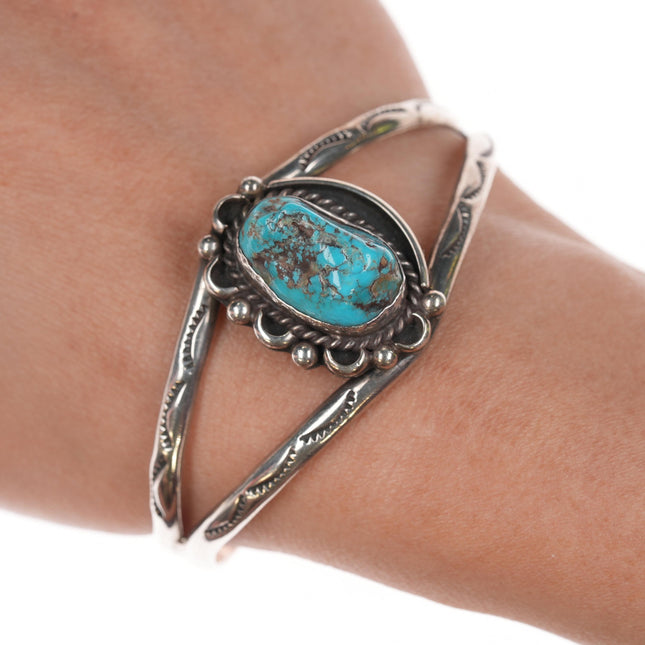 6.5" JBP Navajo silver and turquoise cuff bracelet