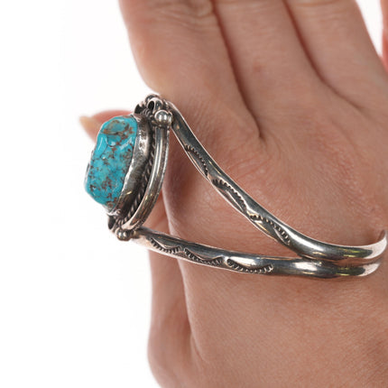 6.5" JBP Navajo silver and turquoise cuff bracelet