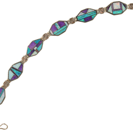 8" Melanie Kirk Isleta Pueblo 14k gold Opal and Sugilite bracelet