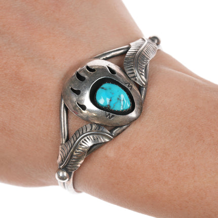 6.25" Teddy Goodluck Navajo sterling cuff bracelet with turquoise