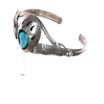 6.25" Teddy Goodluck Navajo sterling cuff bracelet with turquoise