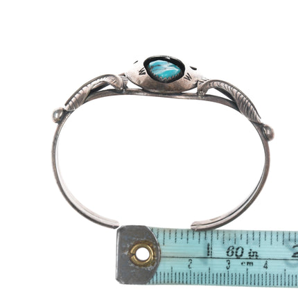 6.25" Teddy Goodluck Navajo sterling cuff bracelet with turquoise