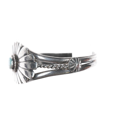 6.5" 30's-40's Native American silver high grade turquoise cuff bracelet