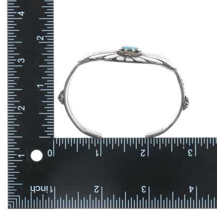 6.5" 30's-40's Native American silver high grade turquoise cuff bracelet