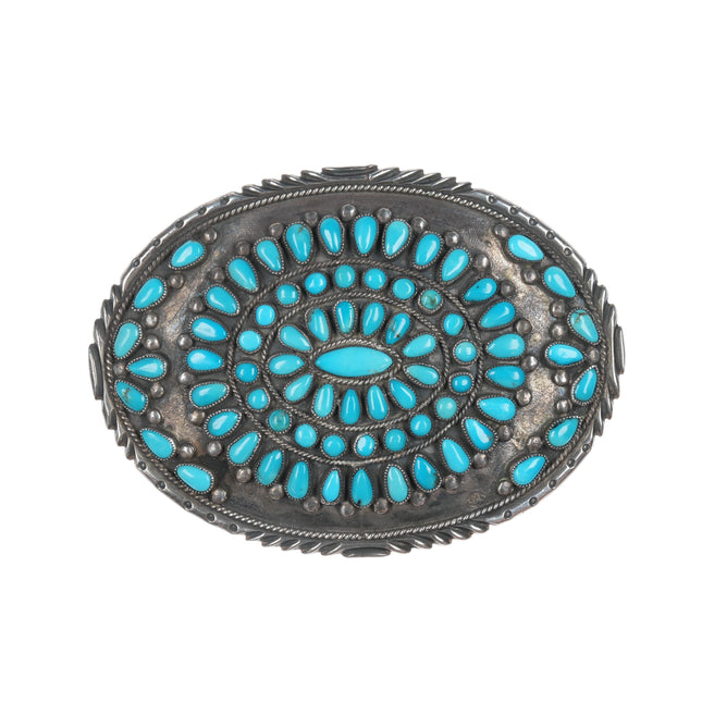 Victor Moses Begay Navajo Sterling turquoise cluster belt buckle