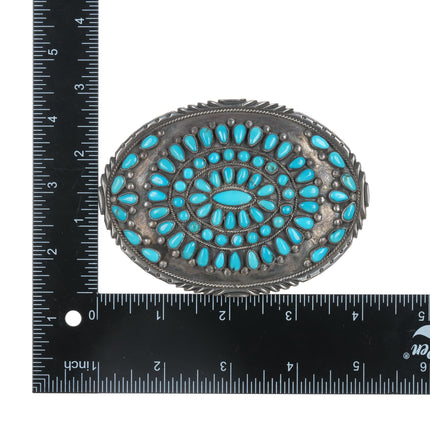 Victor Moses Begay Navajo Sterling turquoise cluster belt buckle