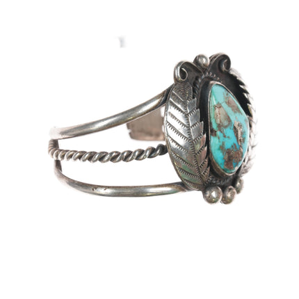 6" 1970's Native American sterling cuff bracelet with turquoise