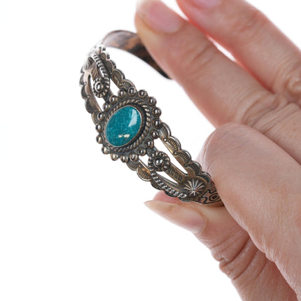 6 1/8" 40's-50's Fred Harvey Era Sterling and turquoise cuff bracelet