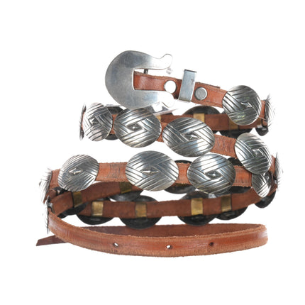 Vintage Coin silver slim concho belt