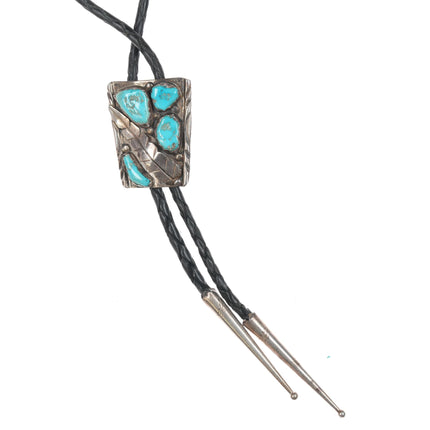 1970's Cheama Zuni sterling and turquoise bolo tie