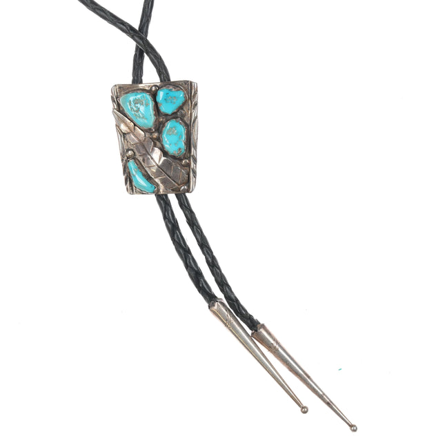 1970's Cheama Zuni sterling and turquoise bolo tie