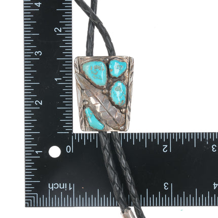 1970's Cheama Zuni sterling and turquoise bolo tie