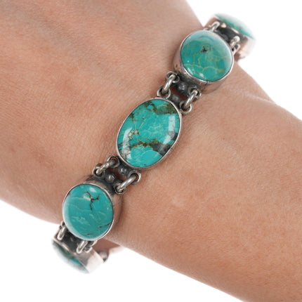 7" Federico Jimenez sterling and turquoise link bracelet