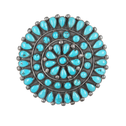 Large Vintage Zuni sterling Natural turquoise cluster pin