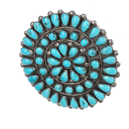 Large Vintage Zuni sterling Natural turquoise cluster pin