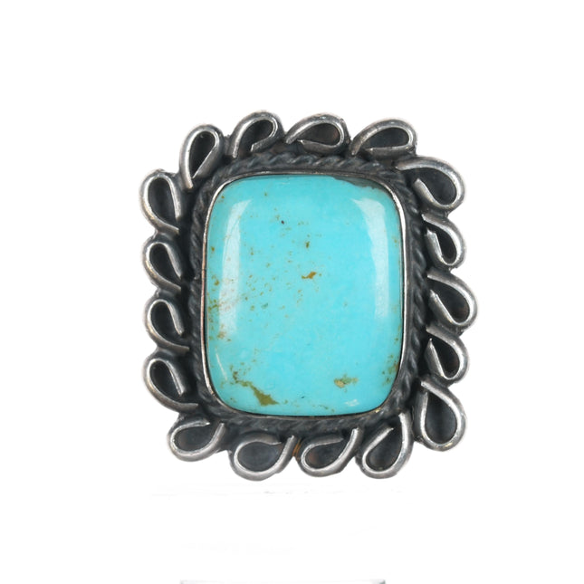 Sz11 Gilbert Nez Navajo large sterling and turquoise ring