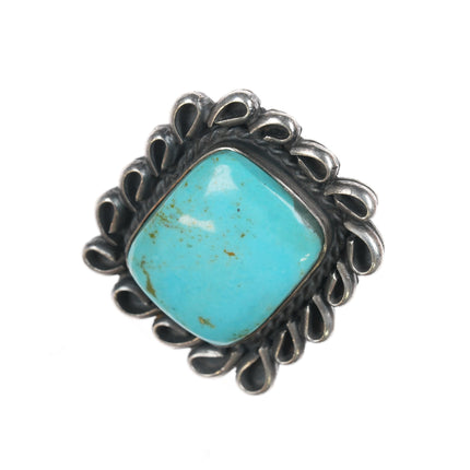 Sz11 Gilbert Nez Navajo large sterling and turquoise ring