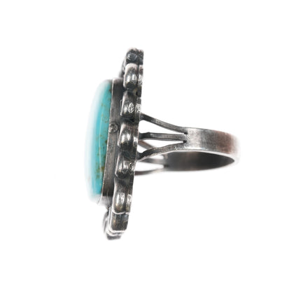 Sz11 Gilbert Nez Navajo large sterling and turquoise ring