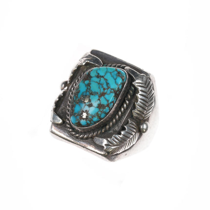 sz9.25 Herman Vandever Navajo silver spiderweb turquoise ring