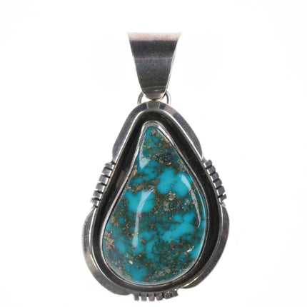 Etta Endito Navajo High Grade Morenci Turquoise sterling pendant