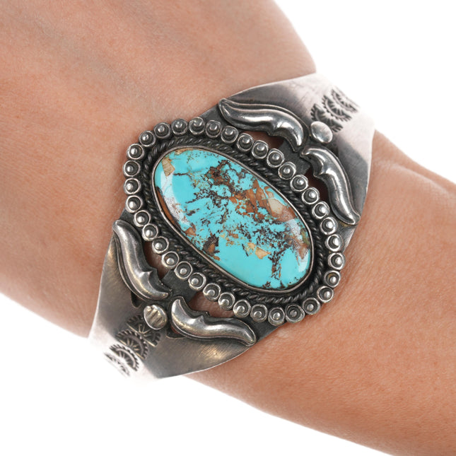 6.75" Kirk Smith Navajo sterling and turquoise cuff bracelet