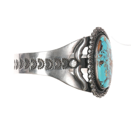 6.75" Kirk Smith Navajo sterling and turquoise cuff bracelet