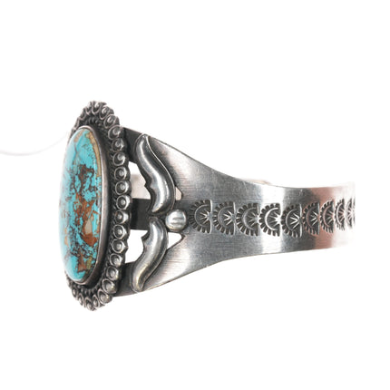 6.75" Kirk Smith Navajo sterling and turquoise cuff bracelet