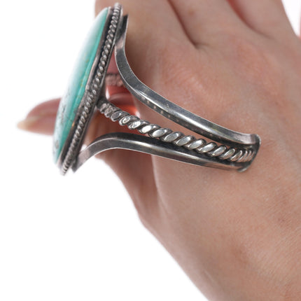 6 7/8" 40's-50's Navajo silver twisted wire cuff bracelet with turquoise